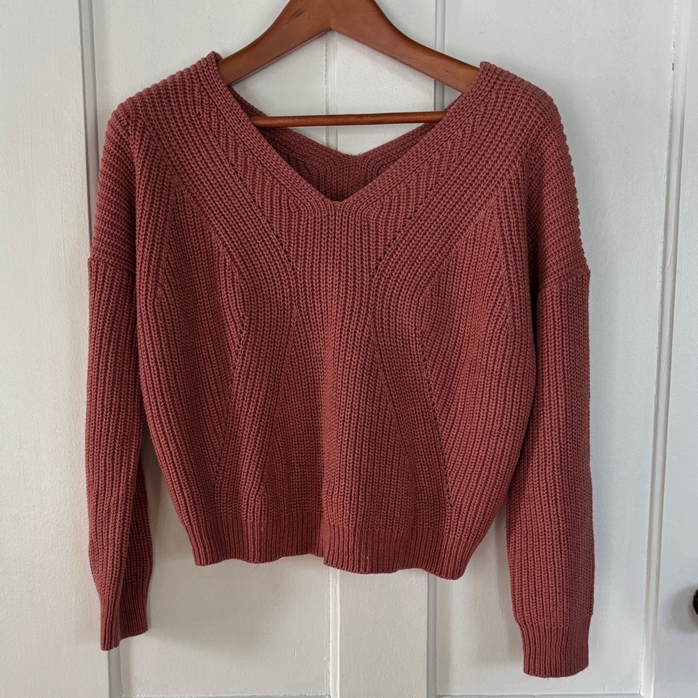 Poof! Women's V-Neck Sweater - Dusty Rose